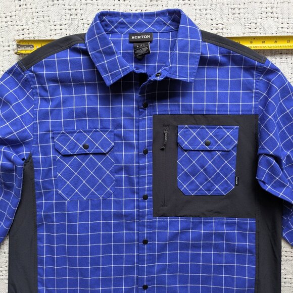 BURTON Brighton Performance Flannel Men's L Shirt in Cobalt Blue Performer Plaid - Picture 5 of 9